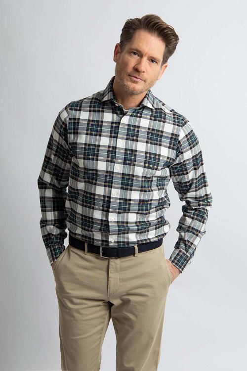 Steppin' Out Camicia in flanella a quadri nero/verde Model / Voorkant
