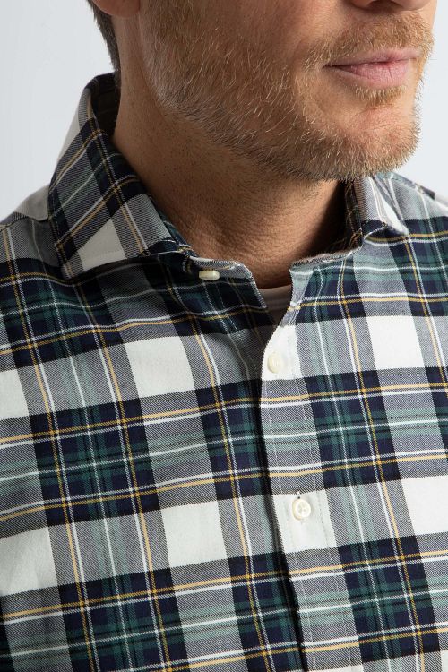 Steppin' Out Flannel Skjorte Ternet Sort Grøn Model / Detail