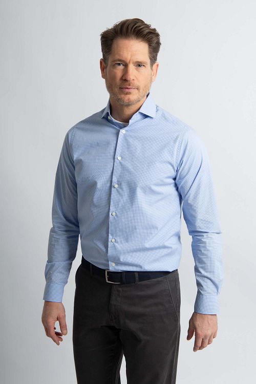 Steppin' Out Hemd Karos Hellblau Model / Voorkant