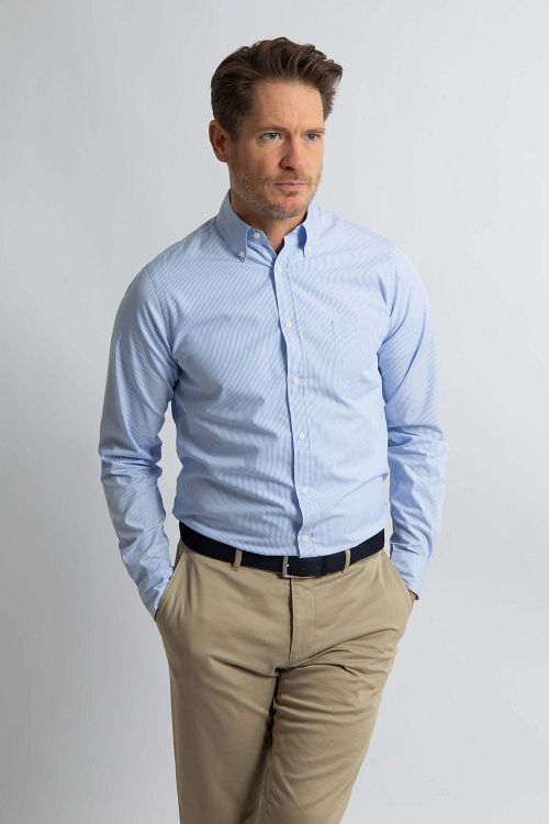 Steppin' Out Hemd Streifen Hellblau Model / Voorkant