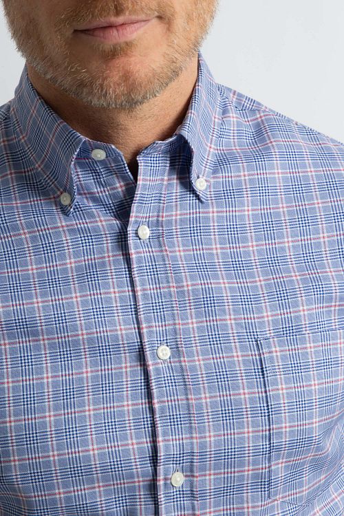 Steppin' Out Hemd Karos Blau Rot Model / Detail