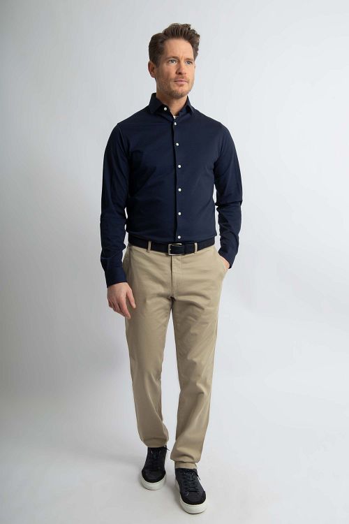 Steppin' Out Hemd Stretch Piqué Navy Model / Voorkant
