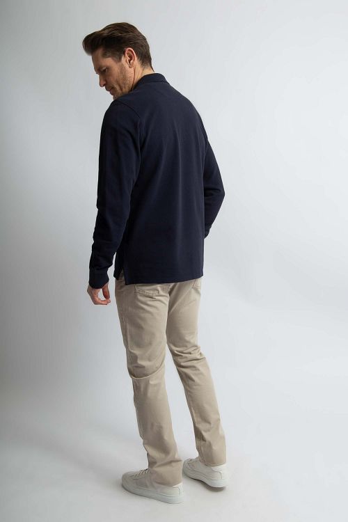 Steppin' Out polo z długim rękawem z dzianiny piqué, Classic Navy Model / Achterkant