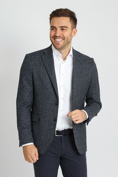 Suitable Birds Eye Blazer Merinowolle Navy Model / Voorkant mit Bram