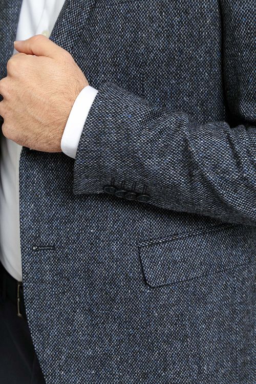 Suitable blazer Birds Eye de lana merina en azul marino Model / Detail