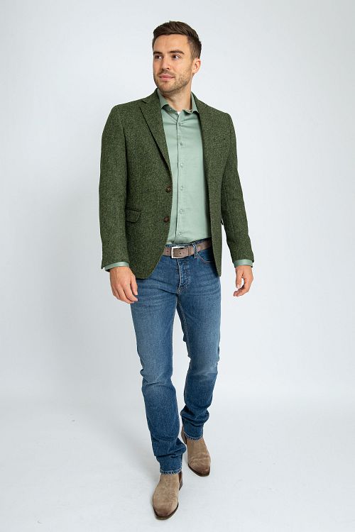 Suitable blazer Birdseye de lana merina verde Model / Voorkant