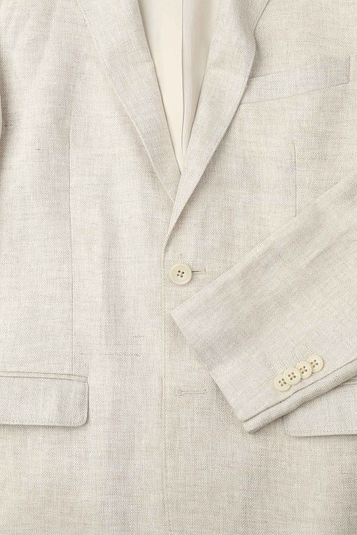 Suitable Blazer in lino a spina di pesce écru Product / Detail