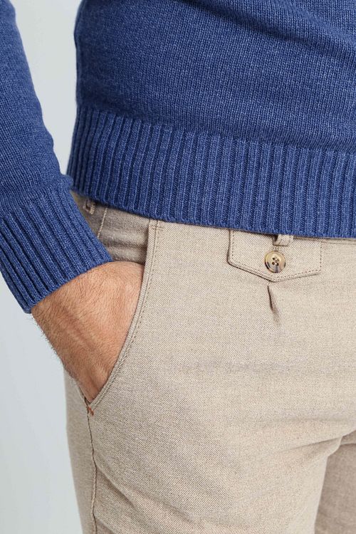 Suitable Chino Pico Pleat Flanel Sand Model / Detail