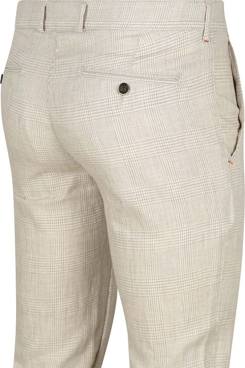 Suitable Chino i Linnedblanding i Ruten Beige Product / Detail