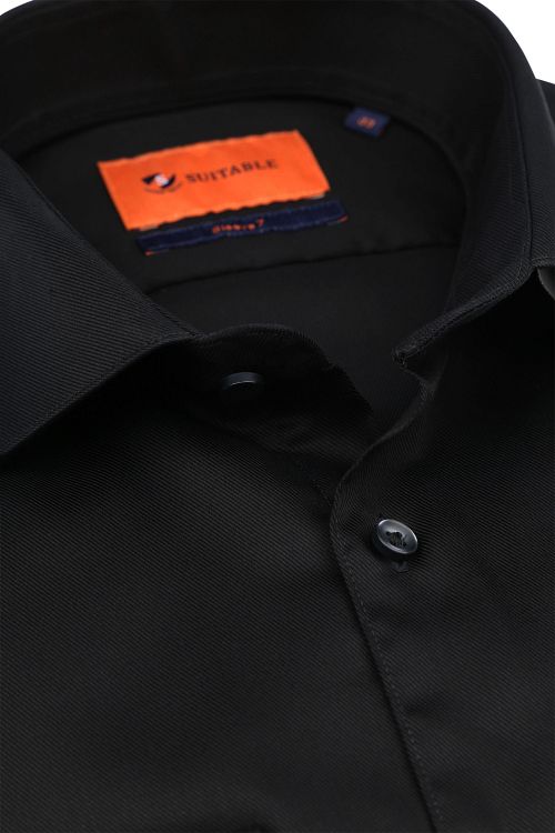Camicia Suitable con maniche extra lunghe in twill nera Product / Detail