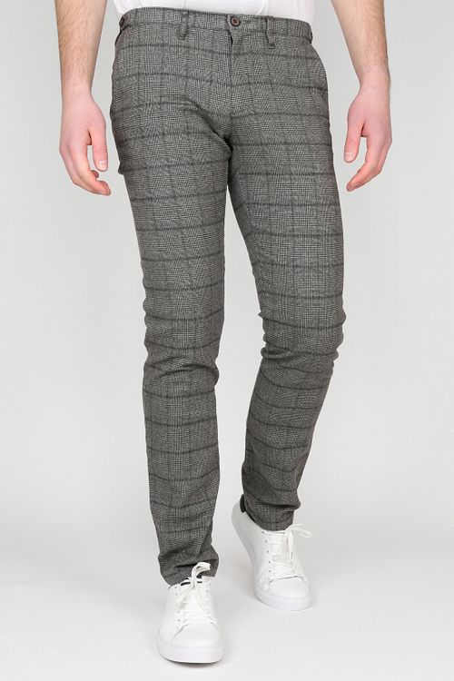 Suitable Chino Locke Karo Grau Model / Voorkant