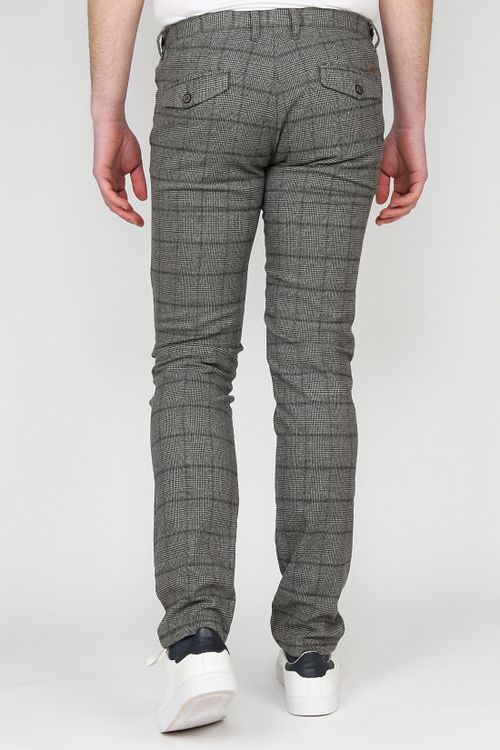Suitable Chino Locke Karo Grau Model / Achterkant