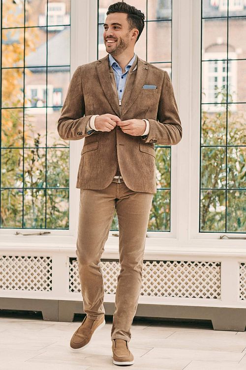 Suitable chino Plato in velluto a coste beige Model / Sfeerbeeld