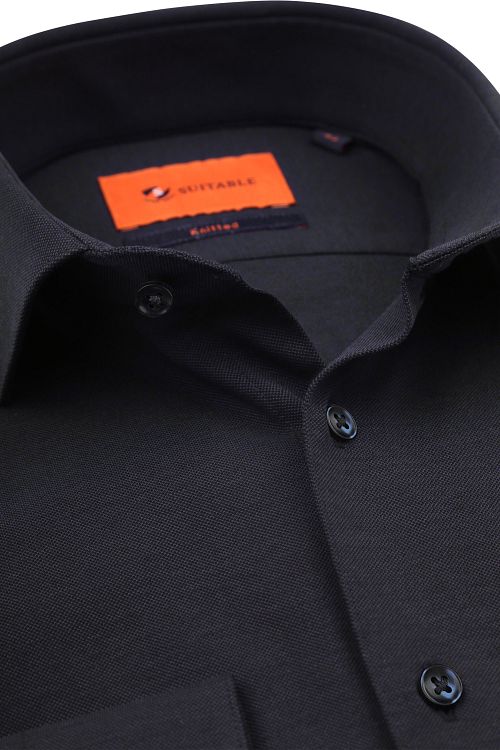 Suitable Knitted Pique Hemd Navy Product / Detail