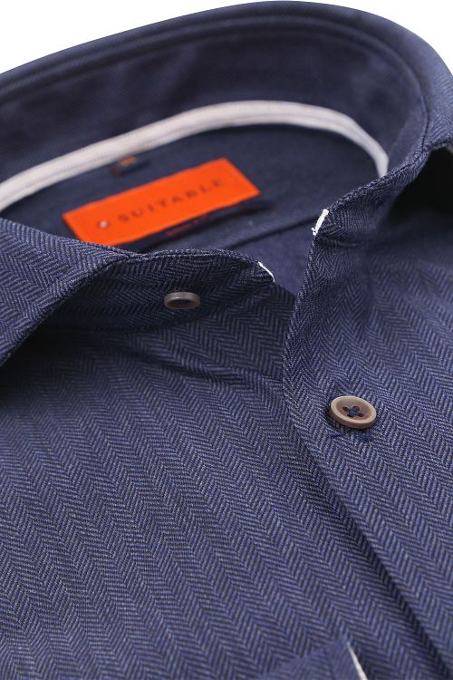 Suitable Herringbone Overhemd Navy Product / Detail