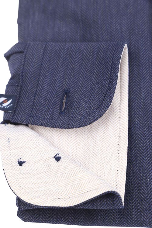 Suitable Herringbone Overhemd Navy Product / Detail