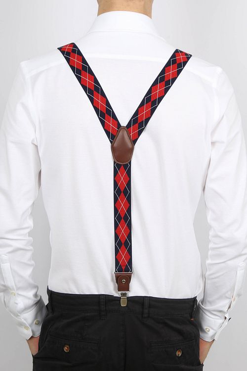 Suitable Luxe Bretels Ruiten Rood Model / Achterkant