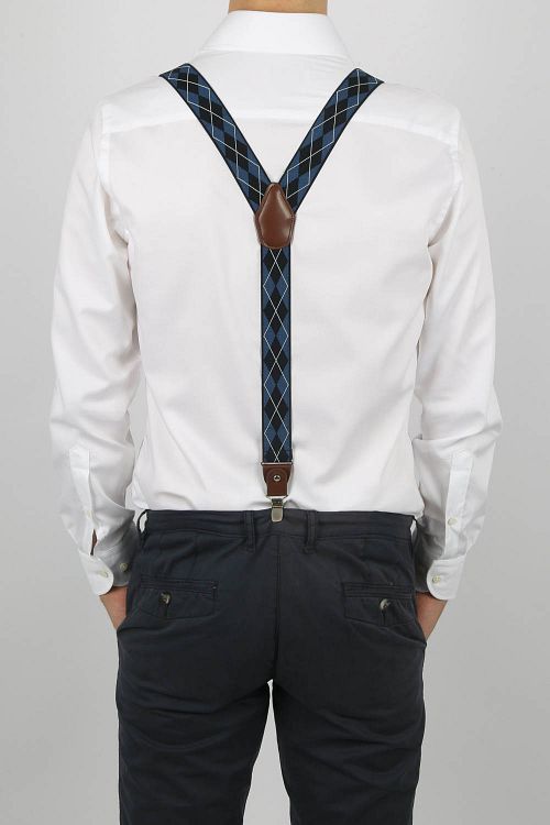 Suitable Luxe Hosenträger Karos Navy Model / Achterkant