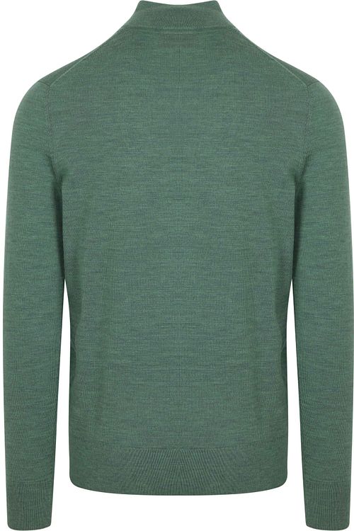 Suitable maglione in merino con mezza zip verde medio Product / Achterkant