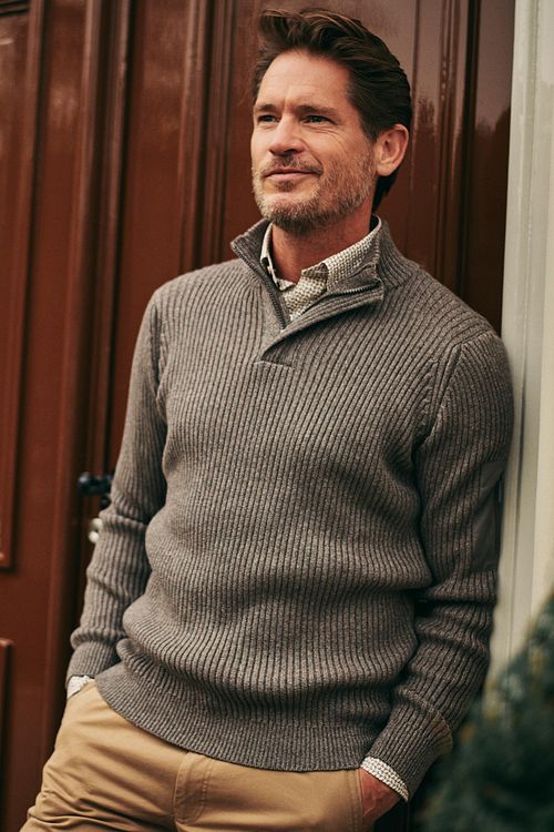 Suitable Mou Half Zip Trui Antraciet Model / Voorkant