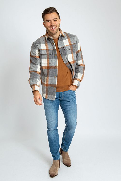 Suitable Overshirt August in misto lana grigio Model / Voorkant