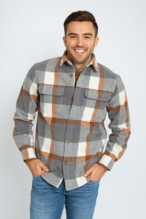 Suitable Overshirt August z domieszką wełny w kolorze szarym Model / Voorkant