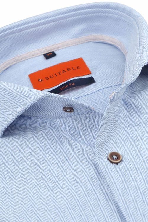 Suitable Herringbone Skjorte Lyseblå Product / Detail