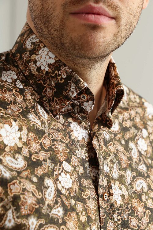 Suitable Skjorte Paisley Grønn Beige Product / Detail