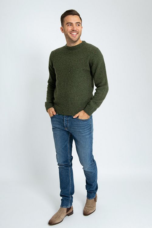 Suitable Trui Tweed Wol Blend Groen Model / Voorkant