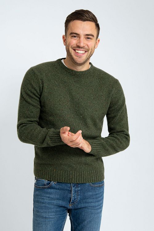 Suitable Trui Tweed Wol Mix Grön Model / Voorkant med Bram