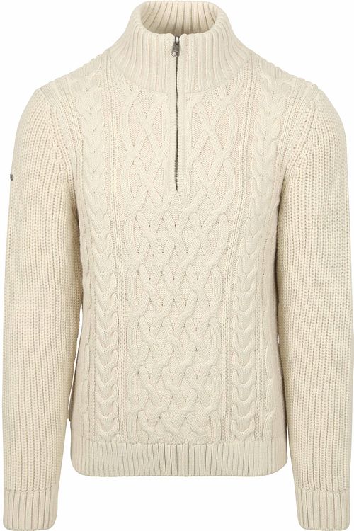 Superdry Halv lynlås-pullover Jacob Cable Ecru Product