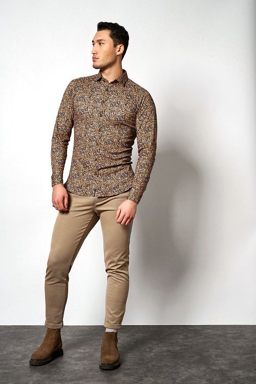 Desoto Skjorta Kent Blad Orange Model / Voorkant