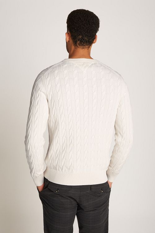 Sweter Tommy Hilfiger Cable w kolorze off white Model / Achterkant