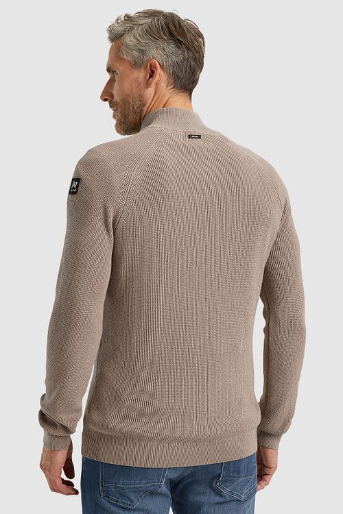 Sweter Vanguard z krótkim zamkiem w kolorze beżowym Model / Achterkant