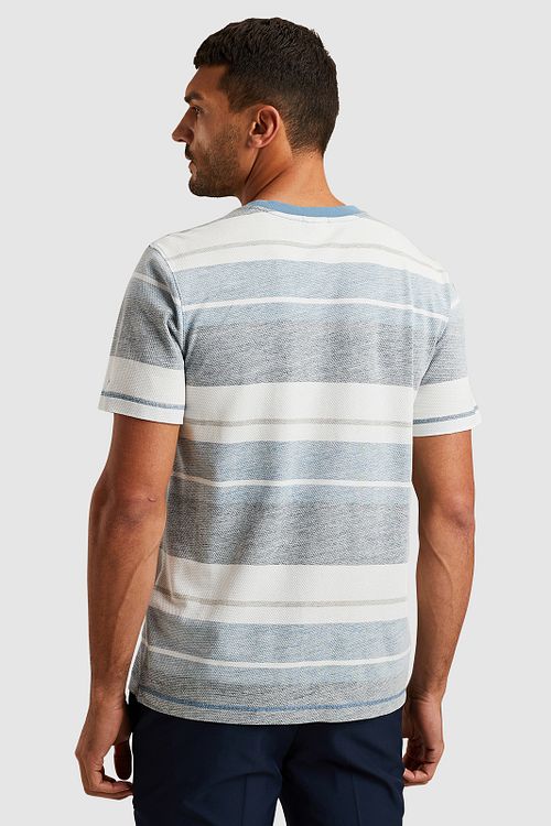 T-shirt Cast Iron Knitted Rayures Bleu Model / Achterkant