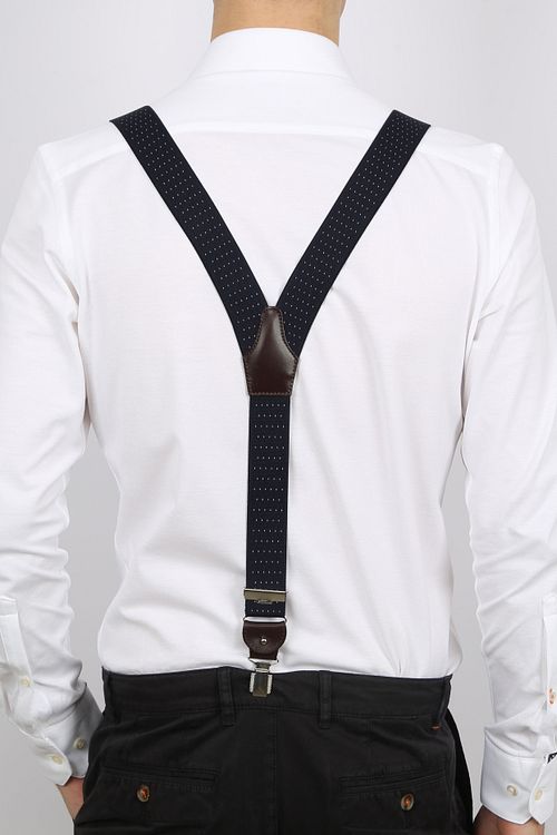 Tirantes Profuomo Luxe azul marino y blanco Model / Achterkant