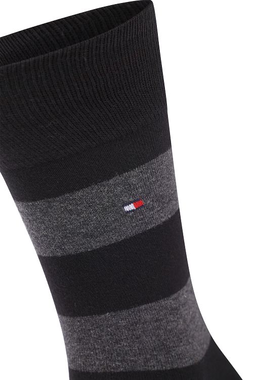 Tommy Hilfiger 2-pack skarpetki w paski, uni, czarne Product / Detail
