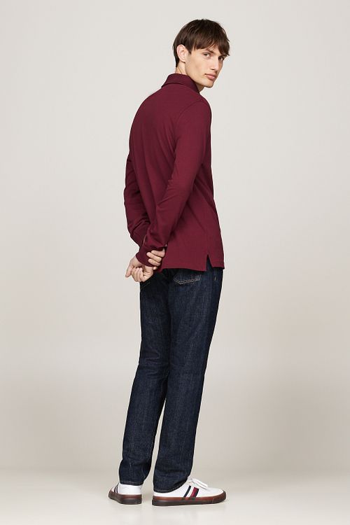 Tommy Hilfiger Longsleeve Polo Bordeaux Rood Model / Achterkant