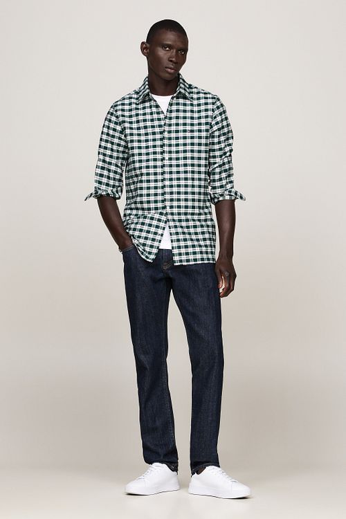 Tommy Hilfiger Oxford Skjorte Rutet Grønn Model / Voorkant