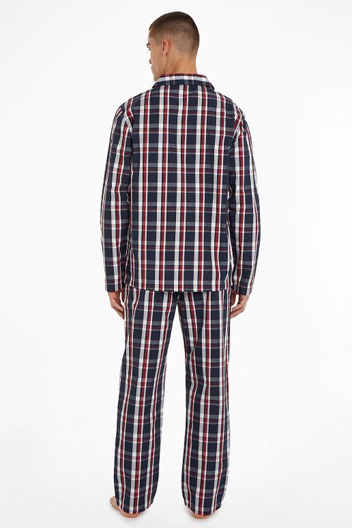 Set pigiama Tommy Hilfiger a quadri blu scuro Model / Achterkant