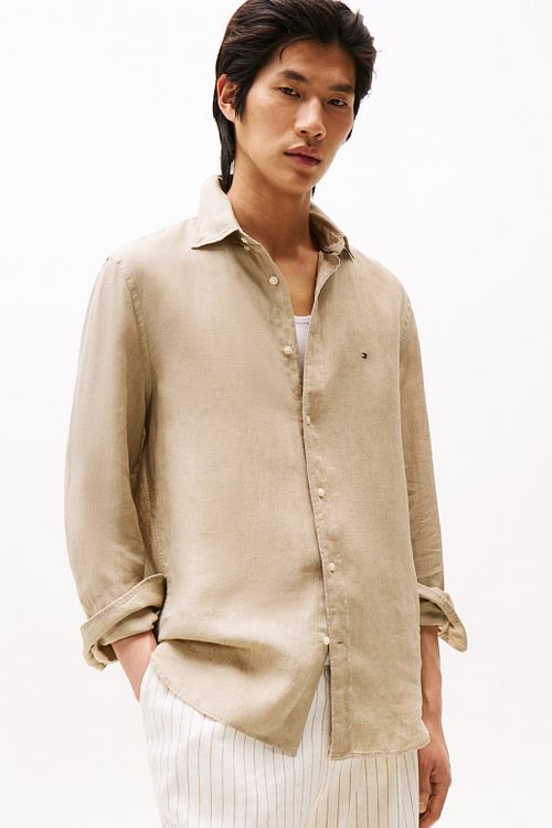 Tommy Hilfiger Skjorta i linne Sandalwood Model / Voorkant