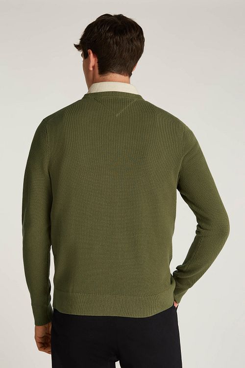 Tommy Hilfiger Sweater Essential Structure Olive Green Model / Achterkant