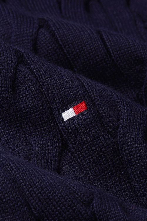 Tommy Hilfiger sweter z zamkiem 1/2 i splotem warkoczowym w kolorze granatowym Product / Detail