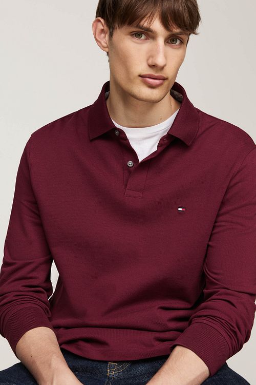 Tommy Hilfiger Longsleeve Polo Bordeaux Rood Model / Voorkant