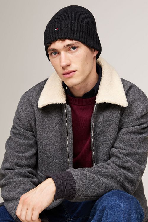 Tommy Hilfiger Stickad Mössa Grå Model / Voorkant