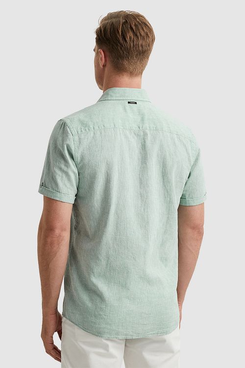 Vanguard Short Sleeve Overhemd Linnen Groen Model / Achterkant