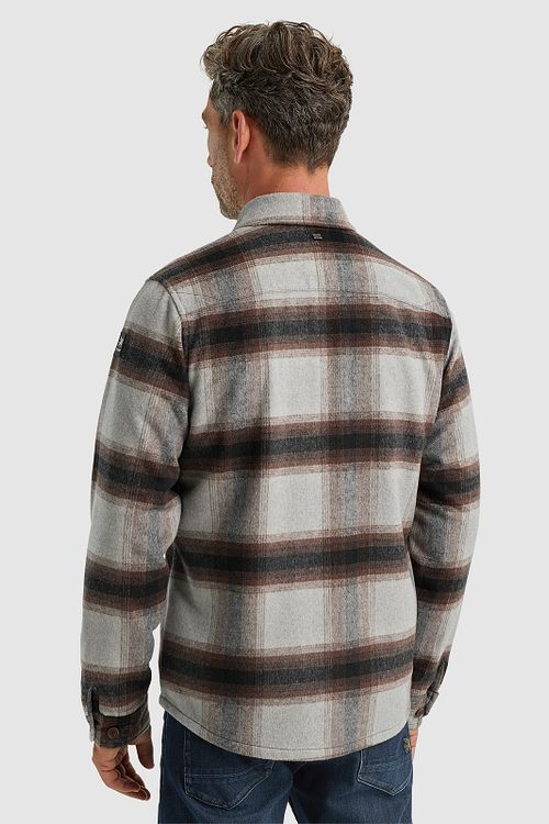Vanguard Overshirt de mezcla de lana cepillada a cuadros en gris Model / Achterkant
