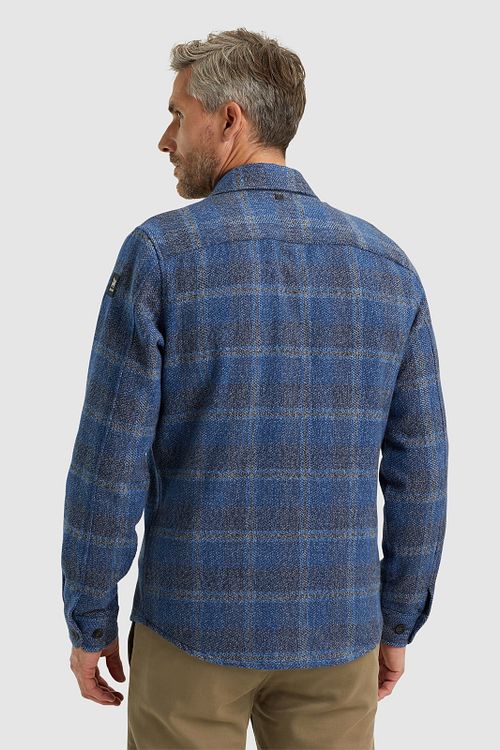 Vanguard Overshirt z szczotkowanej tkaniny w kratę, niebieski Model / Achterkant