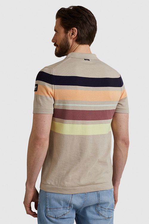 Vanguard Stickad Polo Beige Model / Achterkant