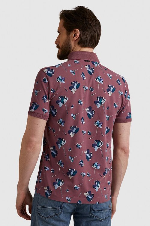 Vanguard Pikétröja i Mörkrosa med Blommönster Model / Achterkant